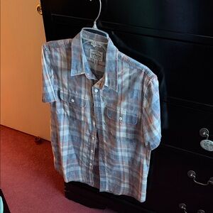 Lucky Brand Short-Sleeve Plaid Shirt - Blue & Beige